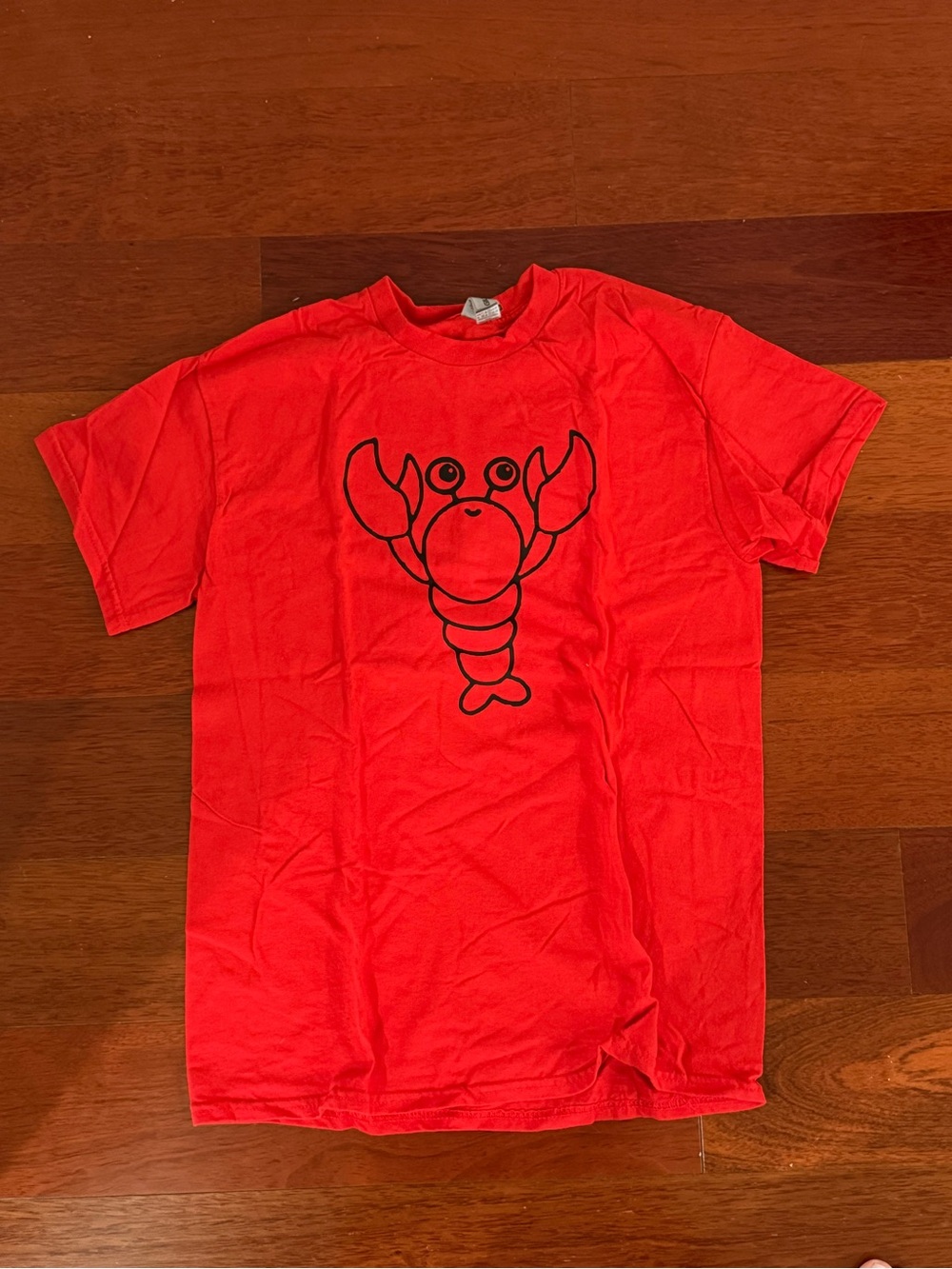 Red Tee with Black Lobster Graphic